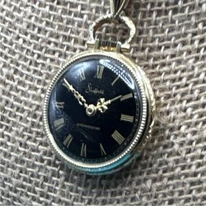 Vintage Swiss Sheffield Pocket Watch, Wind Up, Gold Case Shock-Resistant
